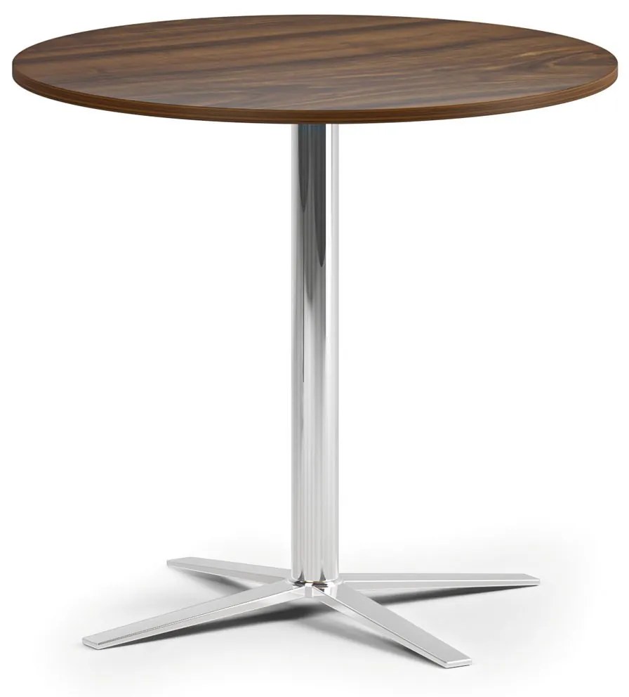 Stolik kawowy AURA, średnica 80 cm, chrom podstawa, orzech