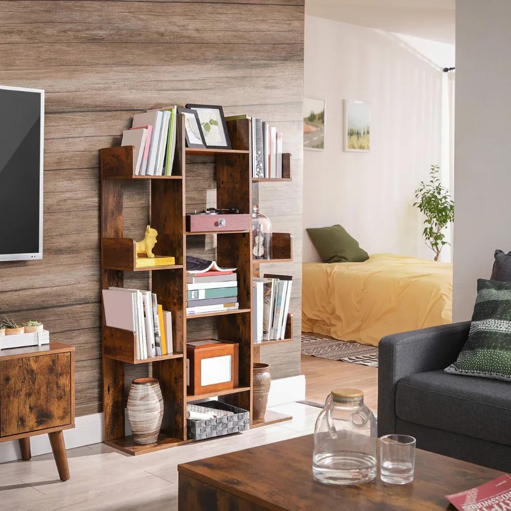 Regał/półka na książki ODIN w stylu industrialnym, 86x25x140 cm, brązowy Vasagle