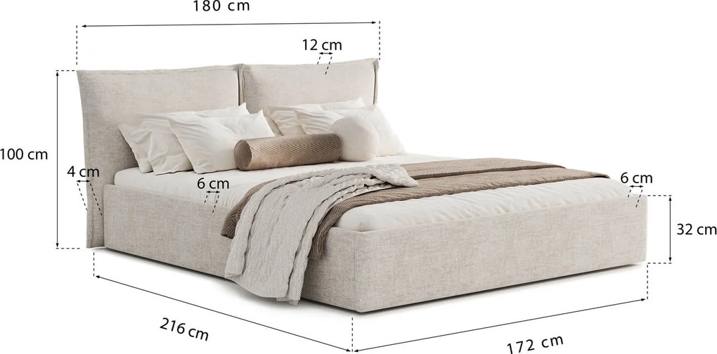 Łóżko Pillow 160x200, tkanina WIND 05, stelaż metalowy