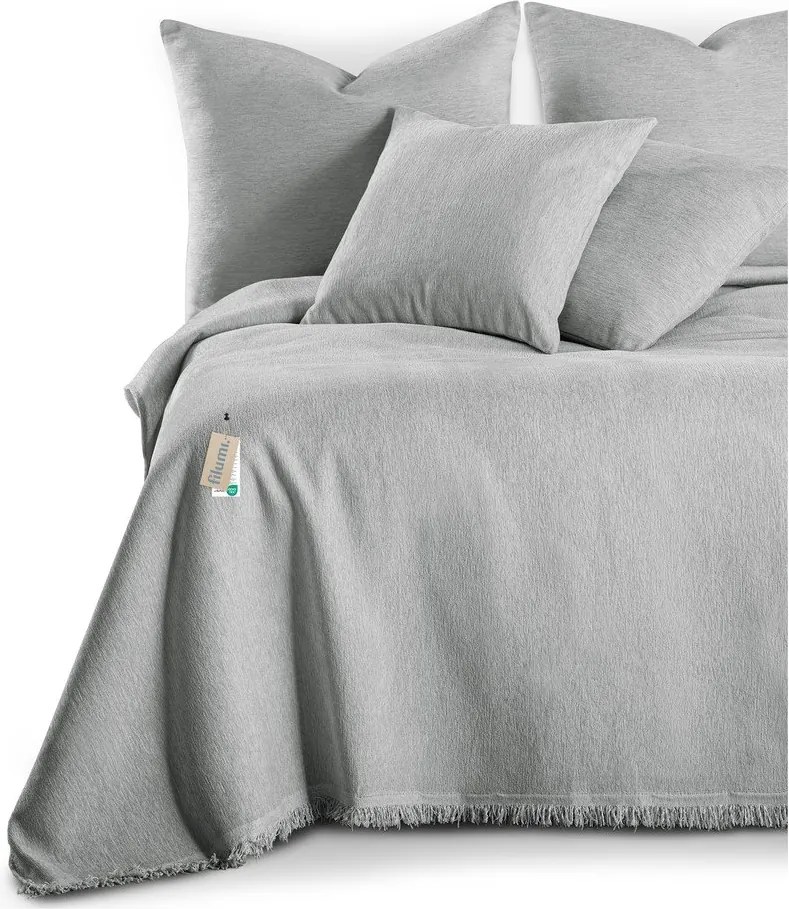 Jasnoszara narzuta z szenilu 220x240 cm Talo – Filumi