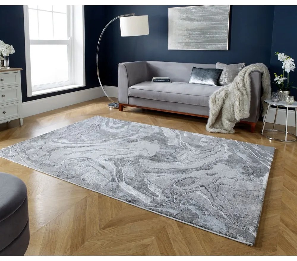 Dywan w szaro-srebrnym kolorze 80x150 cm Marbled – Flair Rugs