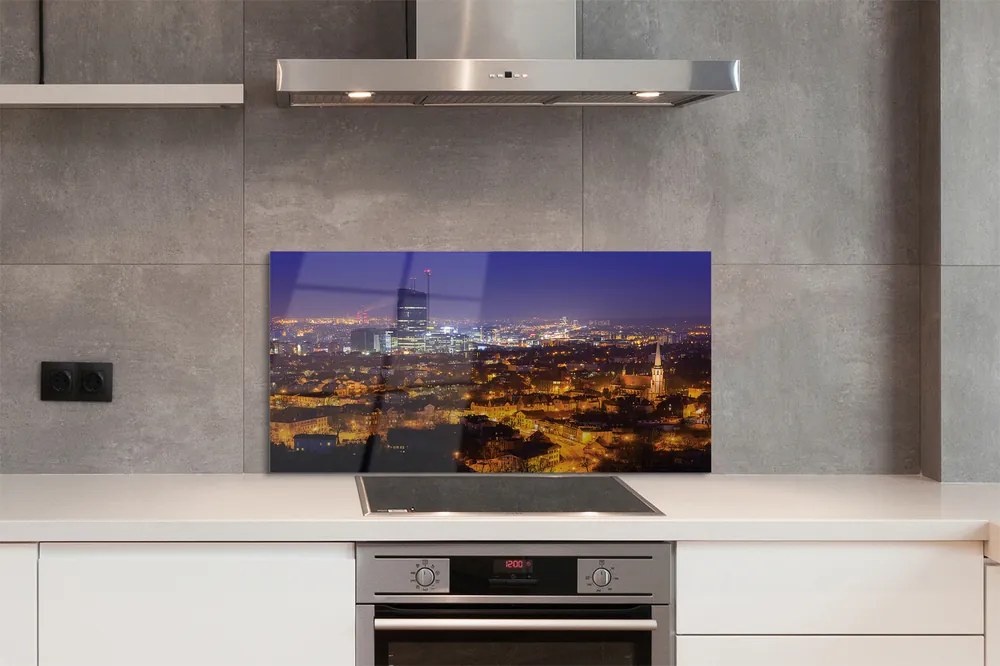 Panel szklany do Kuchni Nocna Panorama Gdańska