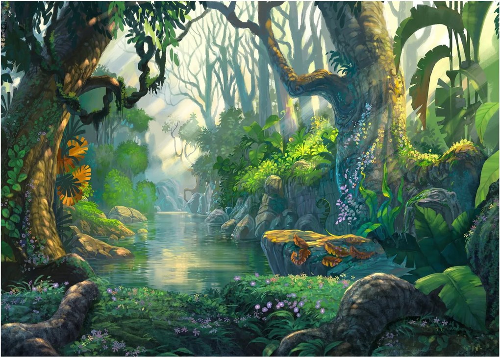 Obraz - Ilustracja lasu tropikalnego (70x50 cm)
