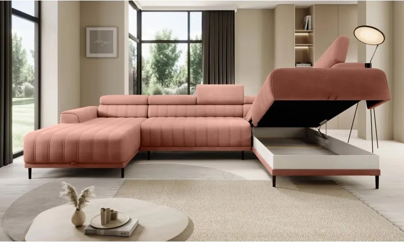 Narożnik CALDO XL Prawostronny z funkcją spania wolnostojąca w tkaninie RUN AGAIN 61 WERSAL