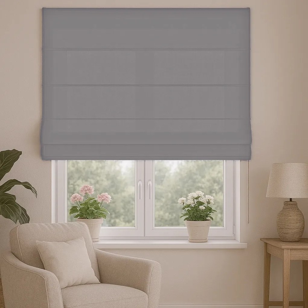 Roleta rzymska welurowa na wymiar Velutto srebrna - do 140 cm