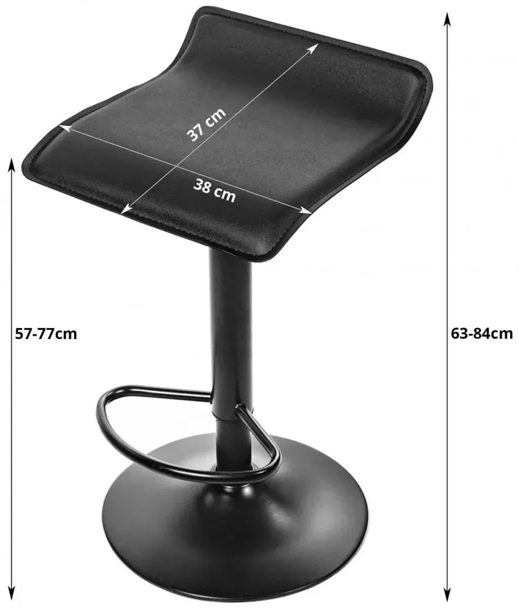 Hoker Obrotowy Czarny Z Regulacją Wysokości K1-C68