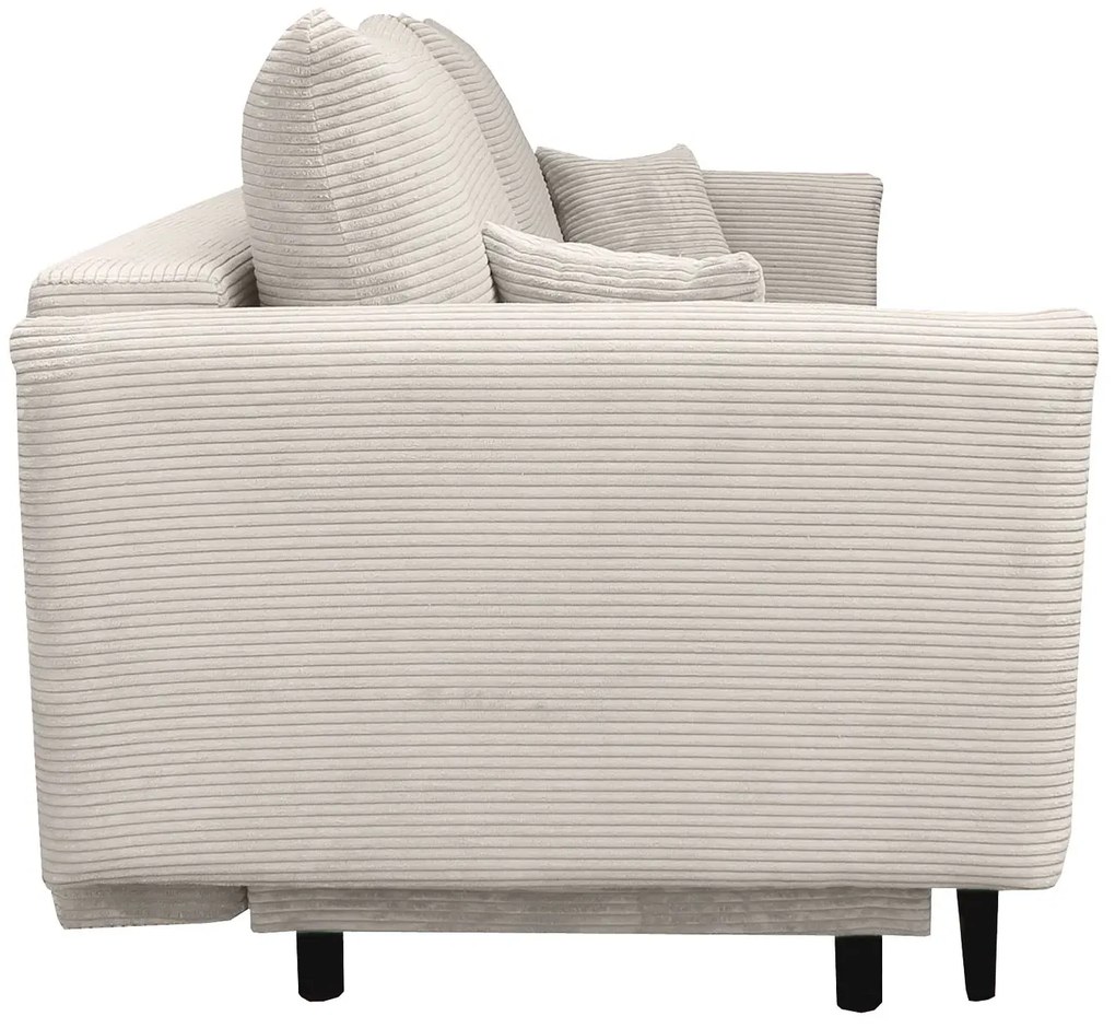 Beżowa sztruksowa kanapa rozkładana z pojemnikiem P5-H93