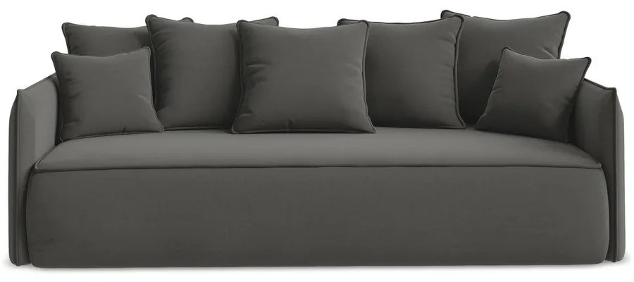 Ciemnoszara aksamitna rozkładana/ze schowkiem sofa 225 cm Hula – Makamii