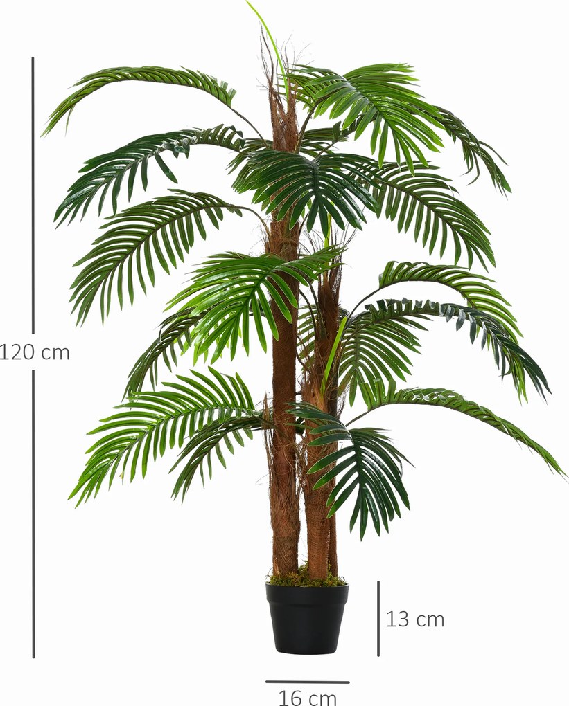 HOMCOM Sztuczna Palma 120cm Roślina Dekoracyjna do Domu i Biura z Doniczką | Aosom PL