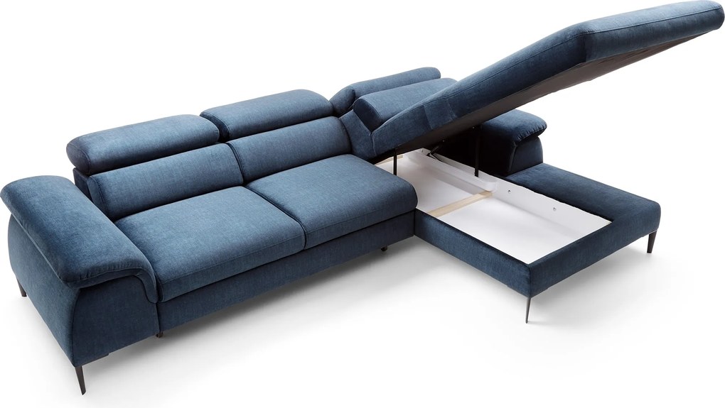 Masseno Narożnik MESTO z funkcją spania i pojemnikiem na pościel Narozniki L, Rozkładana sofa - Niebieski, VOGUE 13