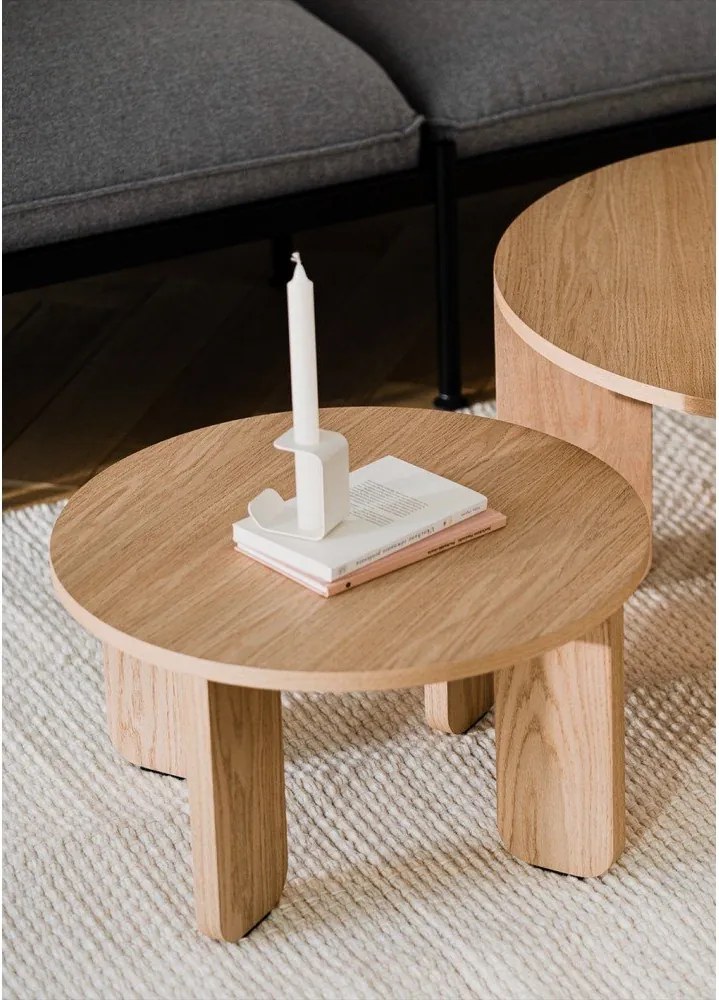 Okrągły stolik z blatem w dekorze dębu w naturalnym kolorze ø 55 cm Kuvu – noo.ma