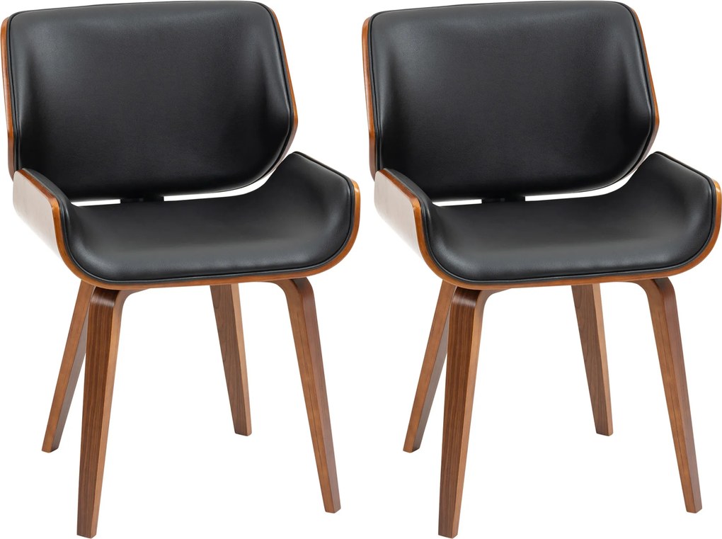 HOMCOM Zestaw 2 krzeseł do jadalni w stylu vintage, drewno, pokrycie z tkaniny, pianka, czarny