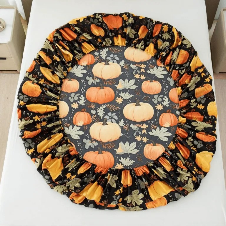 PrzytulneMieszkanie.pl Prześcieradło z mikrofibry ORANGE PUMPKINS kolorowe 90x200 cm