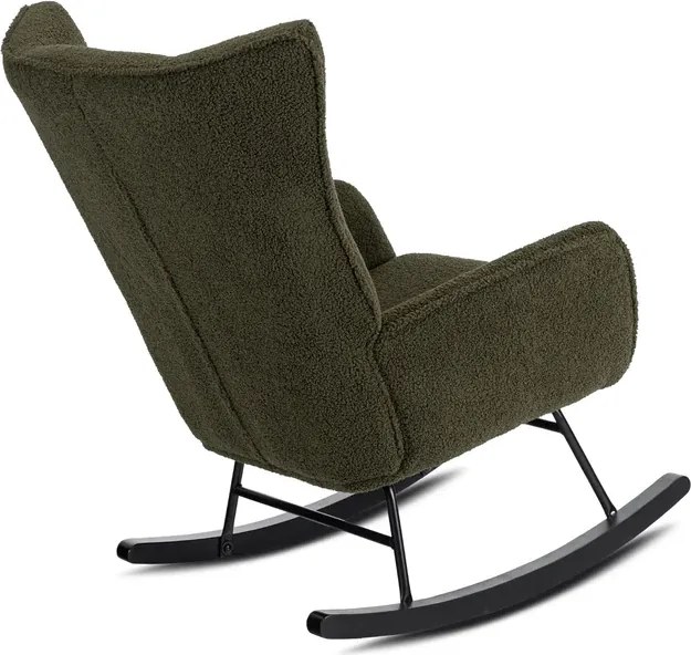 Fotel Bujany Uszak JACKSON Zielony Boucle Nowoczesny