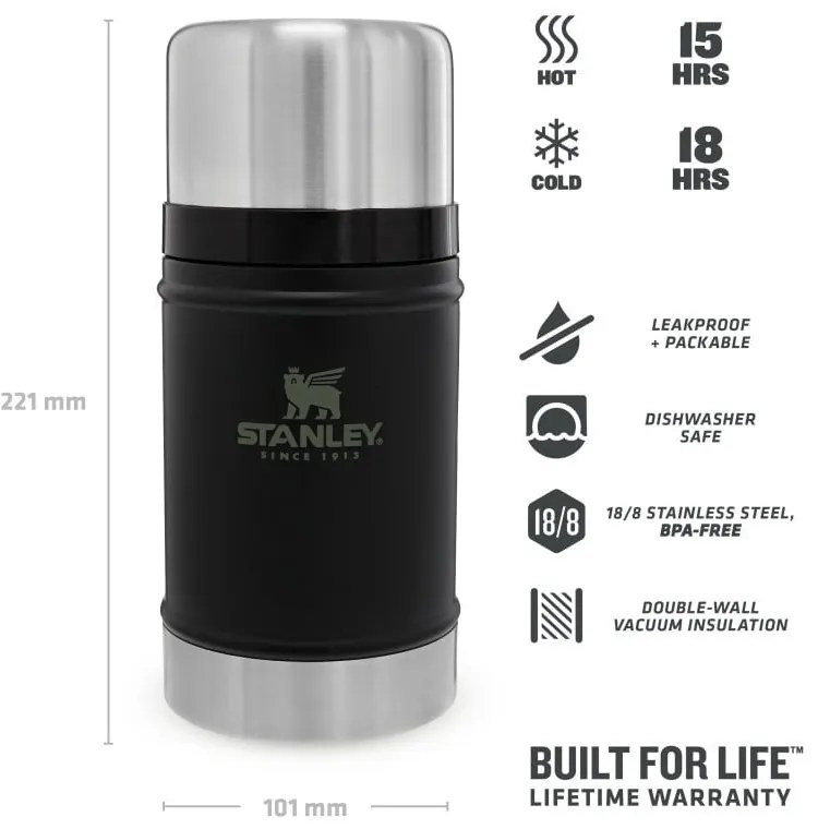 Czarny termos na jedzenie ze stali nierdzewnej 700 ml Legendary Classic Black – Stanley