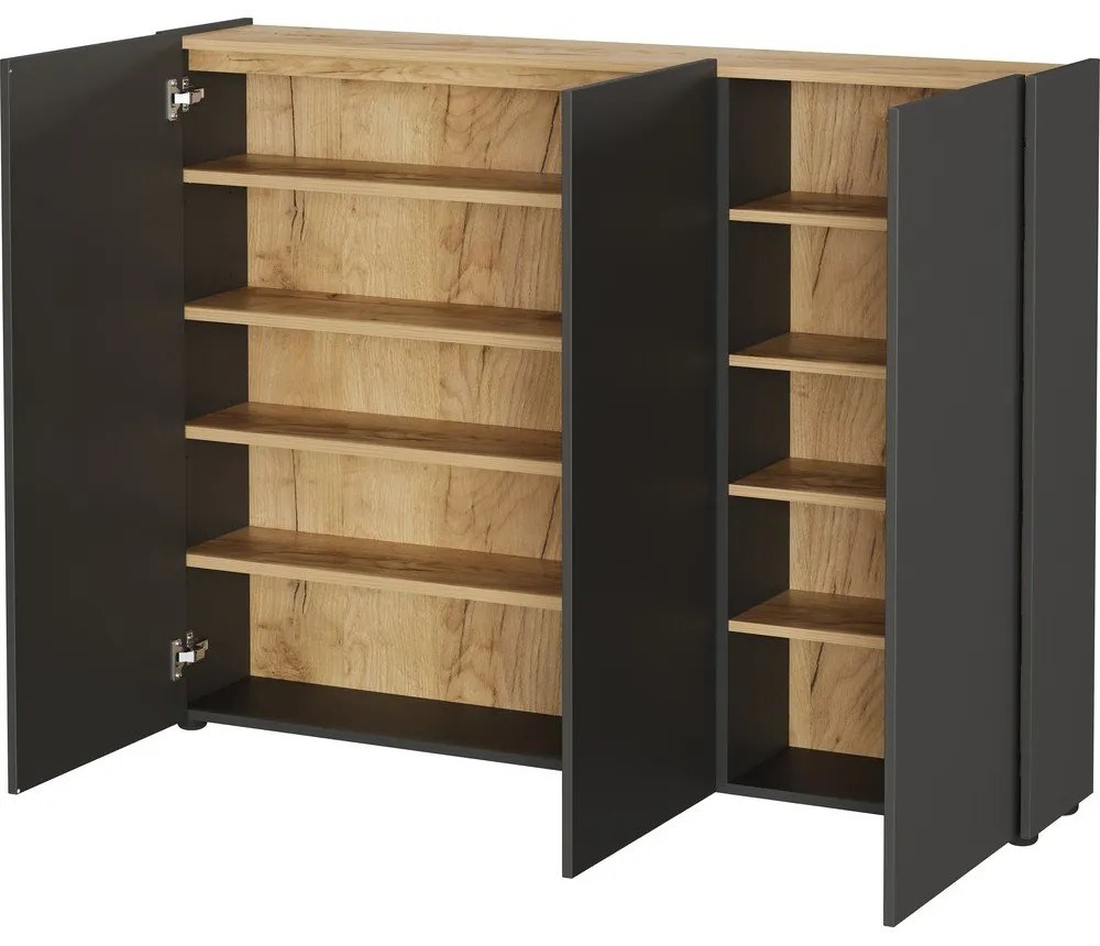 Antracytowa szafka na buty w dekorze dębu 138x105x25 cm Libbiano – Germania