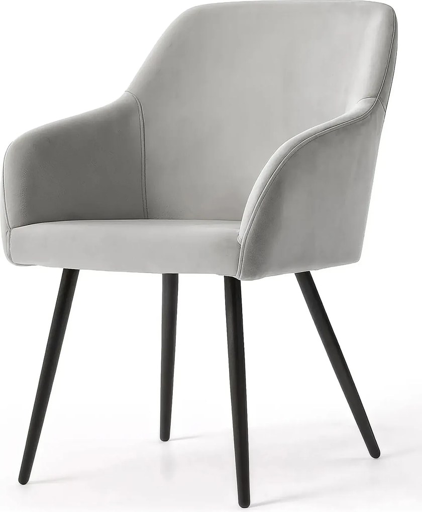 Zestaw 4 szarych krzeseł tapicerowanych welurem - Terviso 2X