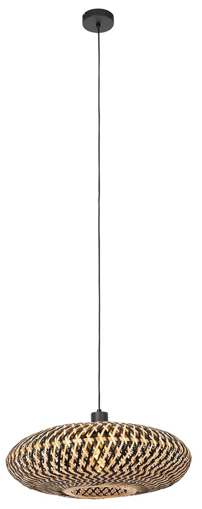 Orientalna lampa wisząca czarna bambusowa 50 cm - OstravaKolonialny Oswietlenie wewnetrzne