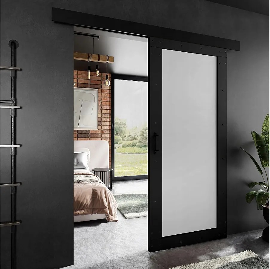 Drzwi przesuwne PALADIO 2 z maskownicą czarne i biały 70
