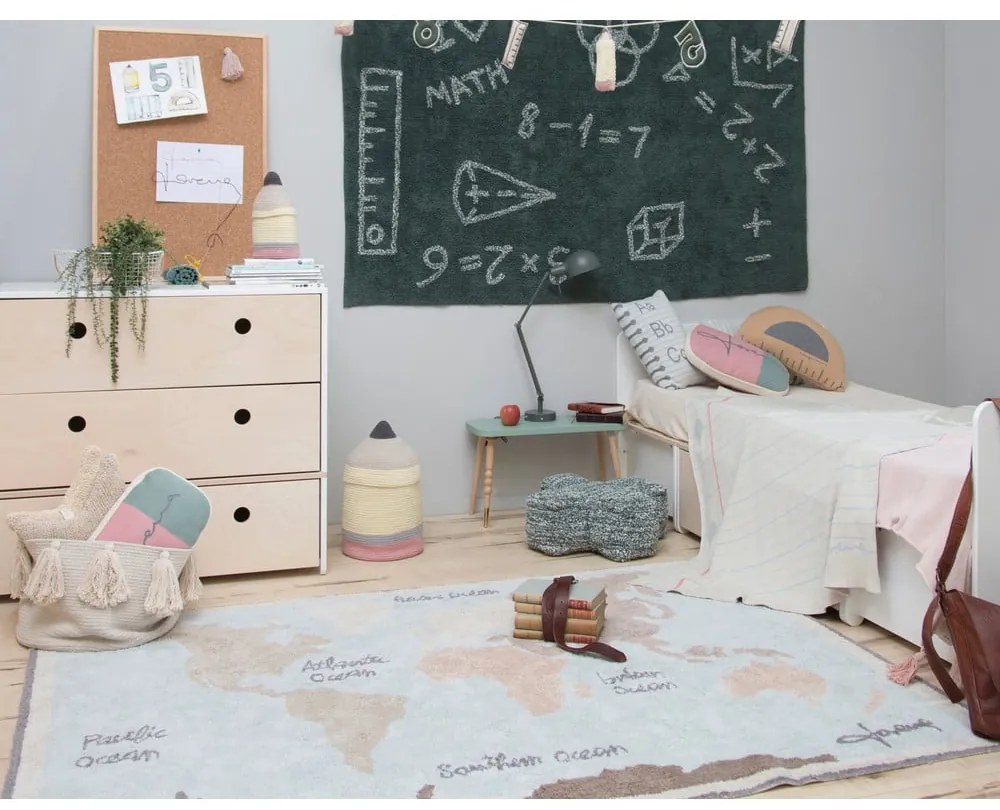 Bawełniany dywan dziecięcy tkany ręcznie odpowiedni do prania 140x200 cm Vintage Map – Lorena Canals