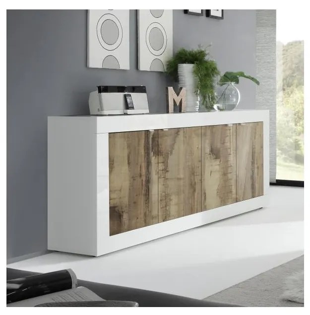 Komoda NERILA biała/brązowa