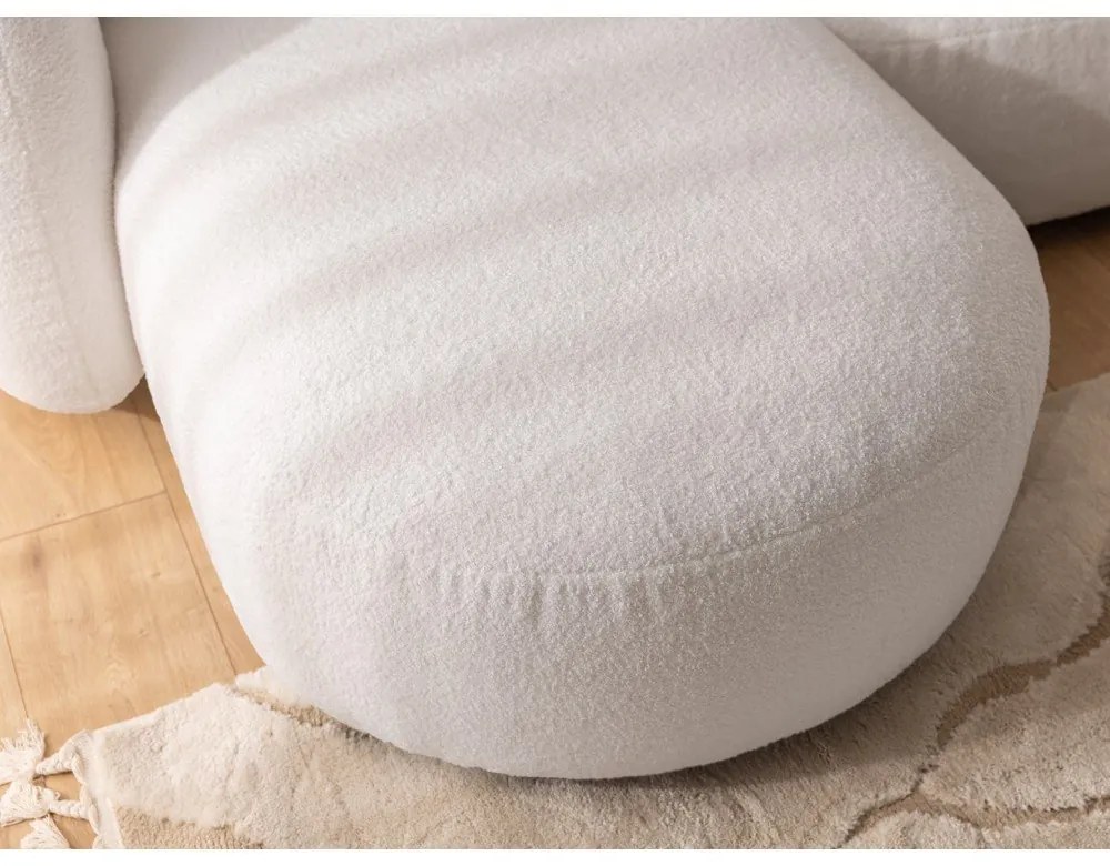 Kremowy narożnik z materiału bouclé (lewostronny/z szezlongiem) Orbit – Ropez