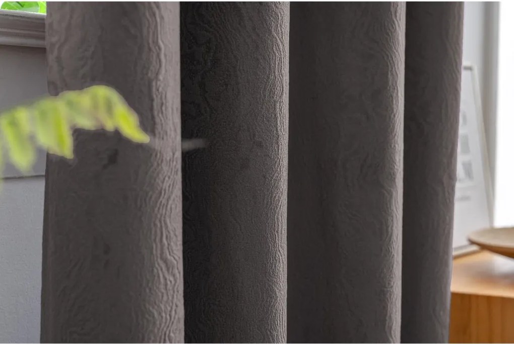 Zaciemniająca zasłona DUNES 140x250 cm, ciemnoszara Zawieszanie: Metalowe pierścienie