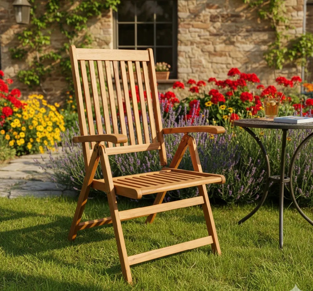 ATLAN - drewniane krzesło ogrodowe z regulacją - 2 GATUNEK