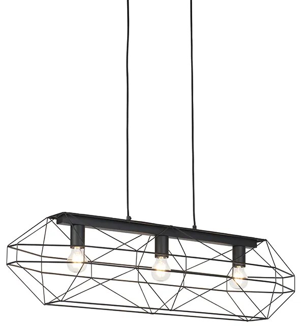 Industrialna lampa wisząca czarna 3-światłowa - CarcassDesignerski Oswietlenie wewnetrzne