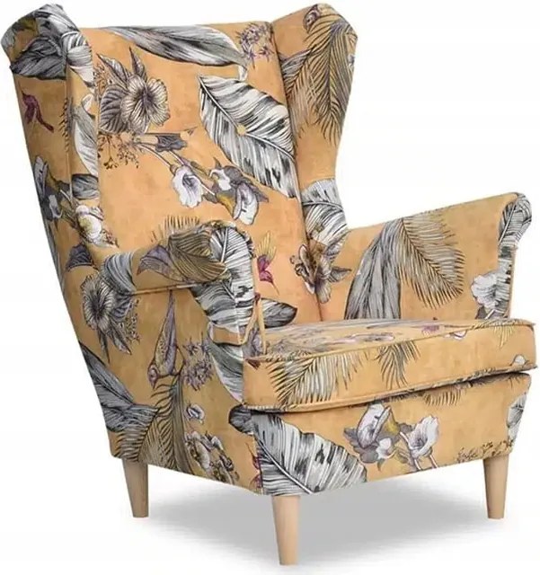 Fotel uszak skandynawski LOKI FLOWERS