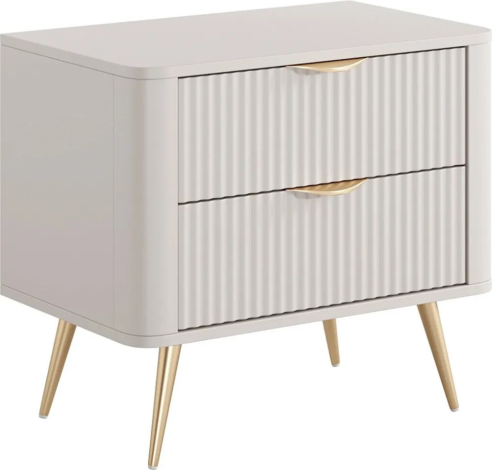 Zestaw 2 szafek nocnych - 2 szuflady - Beżowy i złoty - ELONARIA marki Pascal Morabito