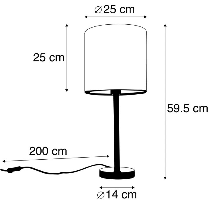 Lampa stołowa czarna klosz welurowy kwiaty 25cm - Simplo Nowoczesny Oswietlenie wewnetrzne