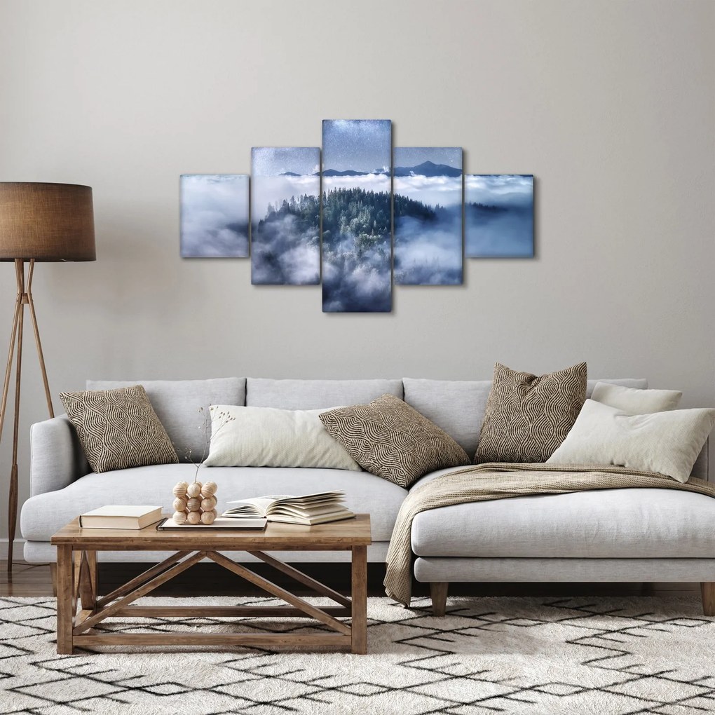 Obraz lasu we mgle (125x70 cm)