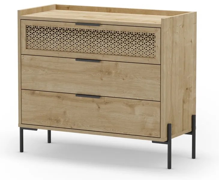 Niska komoda w dekorze dębu 90x80 cm Inca – Marckeric