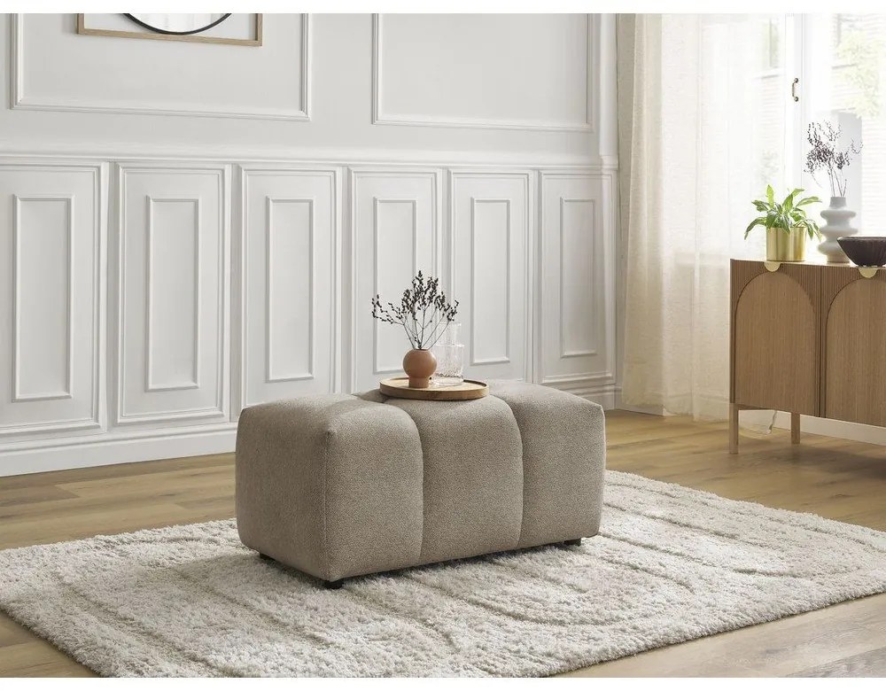 Beżowy podnóżek z tkaniny szenilowej Roxelane – Bobochic Paris