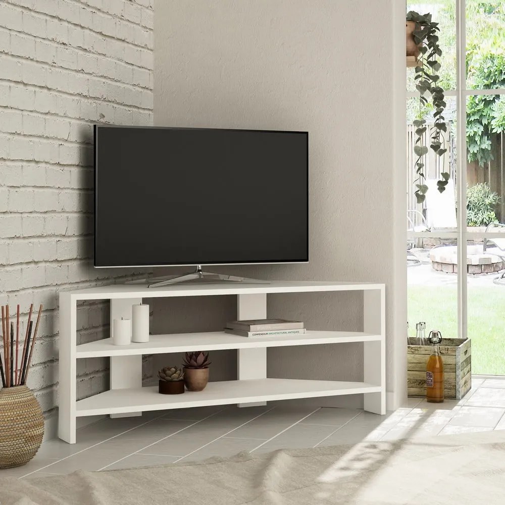 Biała szafka pod TV 110x45x36 cm Thales Corner – Kalune Design