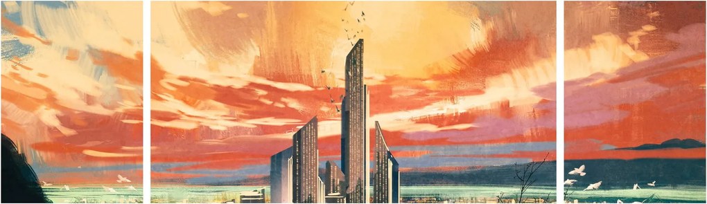 Obraz - Malowane miasto (170x50 cm)