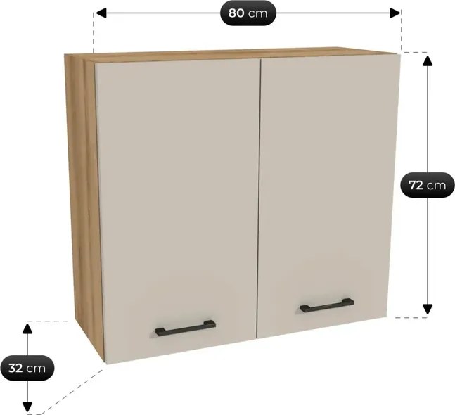 Zestaw Mebli Kuchennych MODERN 260 cm Dąb Evoke/Kaszmir Nowoczesny