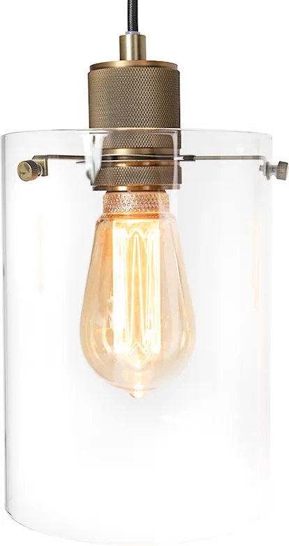 Skandynawska lampa wisząca brązowa ze szkłem 4-światłowa - Dome
