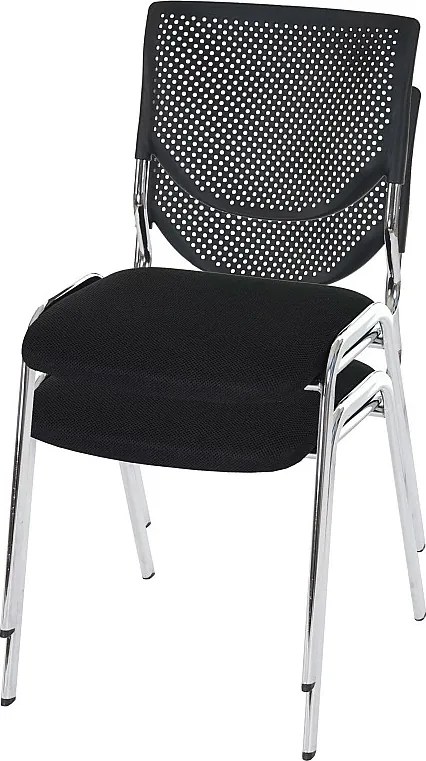 Krzesło dla gości H401 sztaplowane (zestaw 2 szt.),  siedzisko czarne, chromowane nóżki
