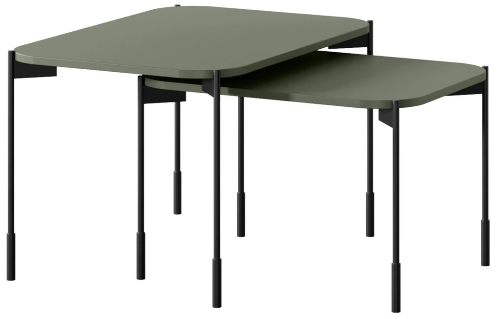 Stolik kawowy Sonatia 60 cm prostokątny na metalowych nogach - oliwka