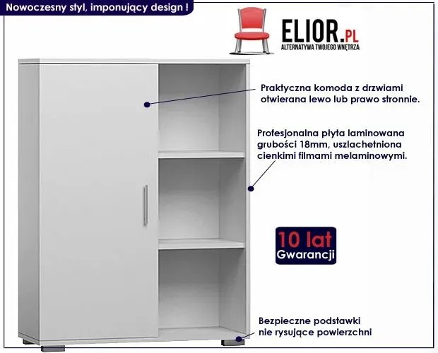 Nowoczesna komoda Pixelo do salonu- biała + wenge Juwis 3X