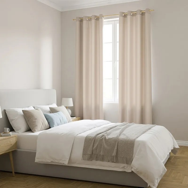 Zasłona gotowa MATOWA jasny beż Oxford Line na przelotkach 140x250