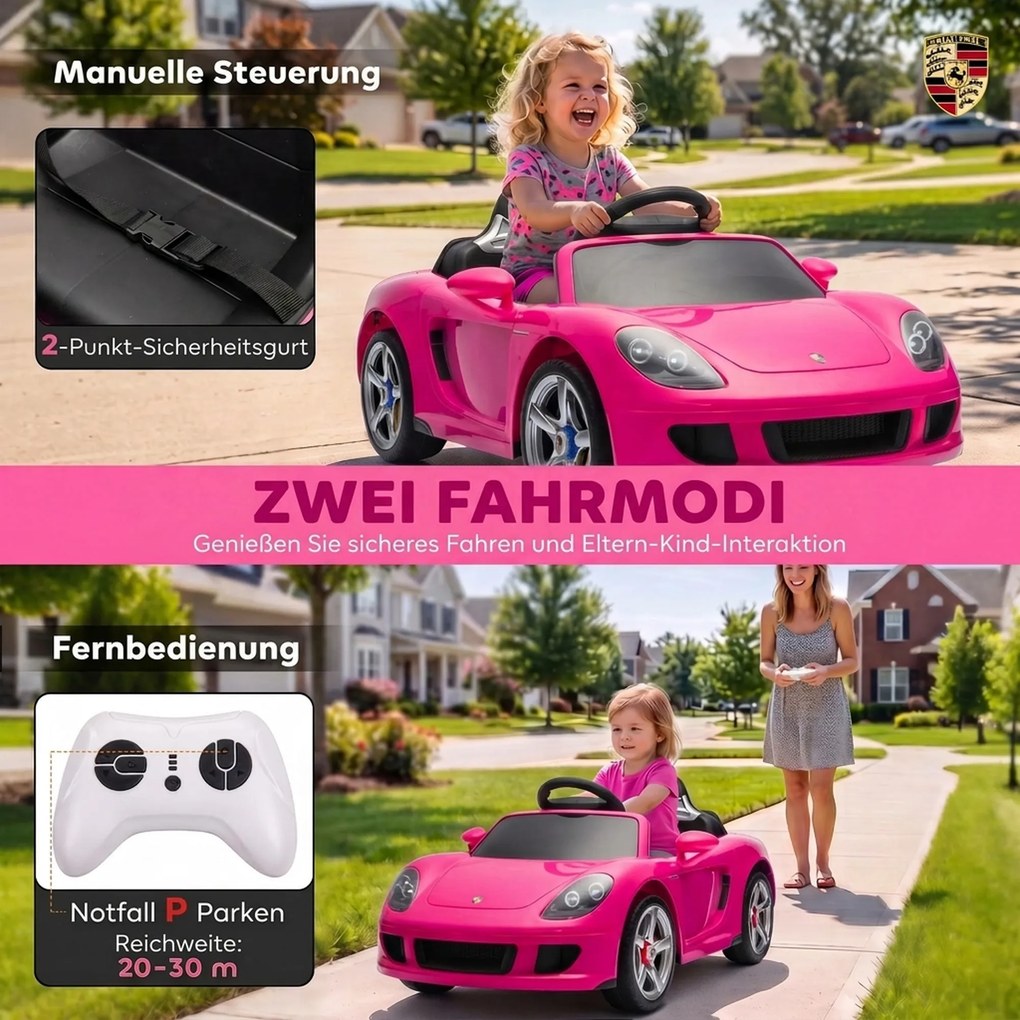 AIYAPLAY Dziecięcy samochód elektryczny Porsche 12V z akumulatorem litowym, pilotem, 2 silniki, łagodny start, tylne zawieszenie | Aosom PL