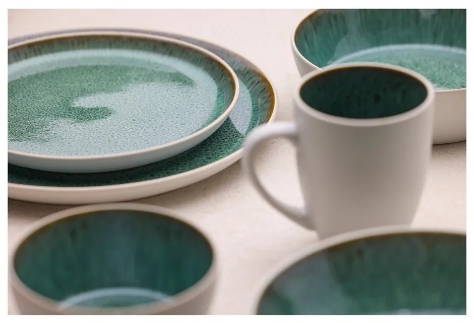 Biało-zielony kamionkowy talerz deserowy ø 21 cm Gastro White/Green – Bitz