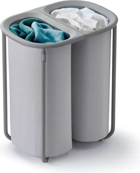 Jasnoszary tekstylny kosz na pranie 2x40 l Duo – Joseph Joseph