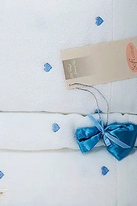 Zestaw podarunkowy małych ręczników MICRO LOVE, 3 szt Biały / czerwone serduszka