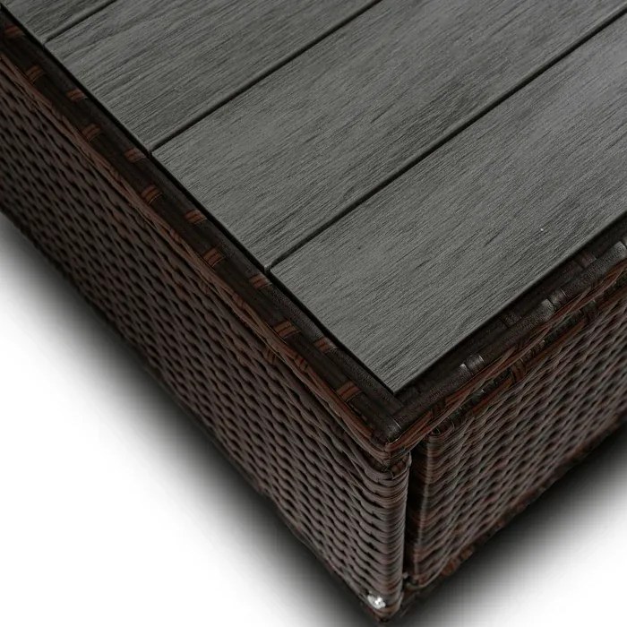 Zestaw Mebli Ogrodowych CALIENTE Modułowy Sofa 2x Fotel Stolik Tarasowy Brązowy/Beżowy Technorattan Nowoczesny