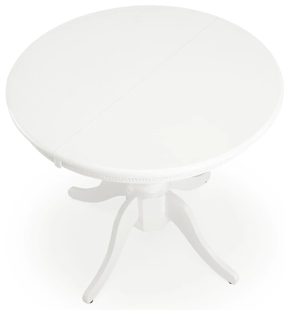 WILLIAM stół biały 90÷124/90/75 cm okrągły owalny rozkładany 4/6 osób klasyczny