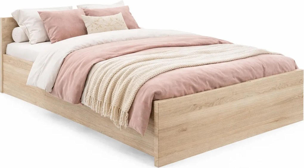 Łóżko z podnoszonym stelażem i materacem 100x200 dąb sonoma W8-S28